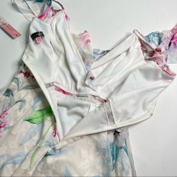 NEW Lipsy London Tropical Pastel Floral High-Low Maxi Summer Beach Wedding Dress - Picture 10 of 16